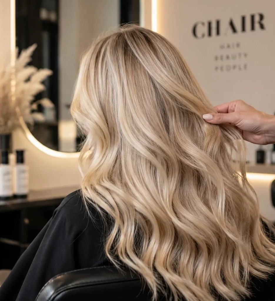Blonde colour being finished at CHAIR Hair Salon, Wylde Green Blonde colour being finished at CHAIR Hair Salon, Wylde Green