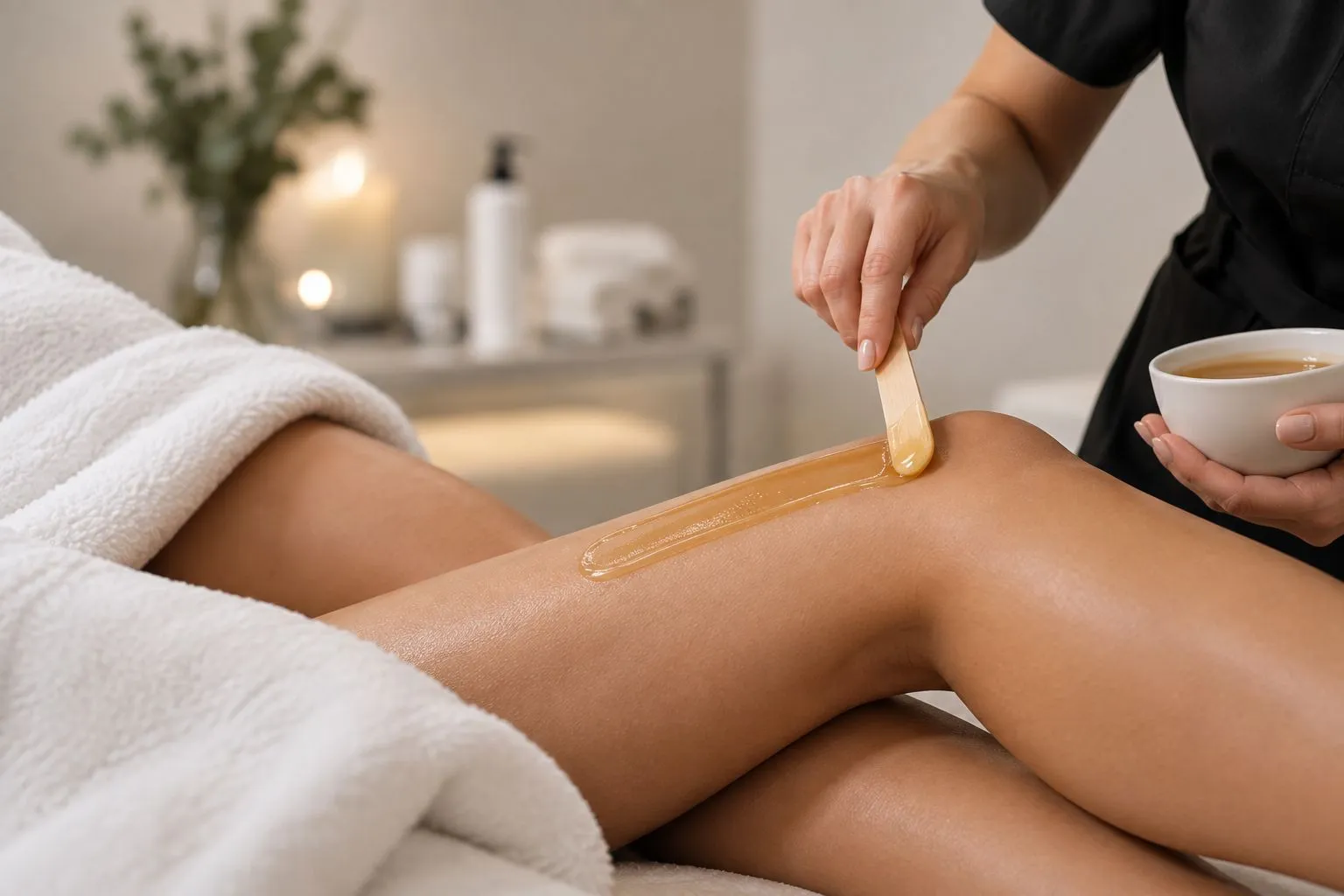 A waxing treatment in the CHAIR treatment room