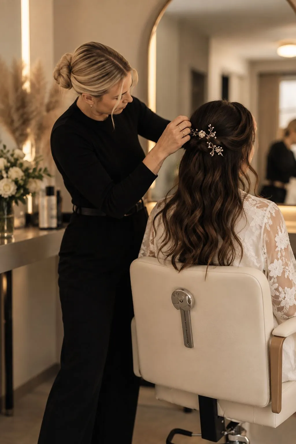 Occasion hair being styled at CHAIR Hair Salon